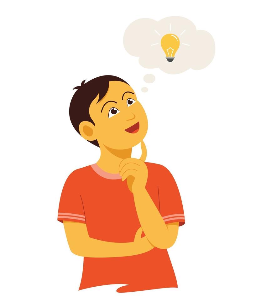 Boy is Thinking of Good Idea. vector
