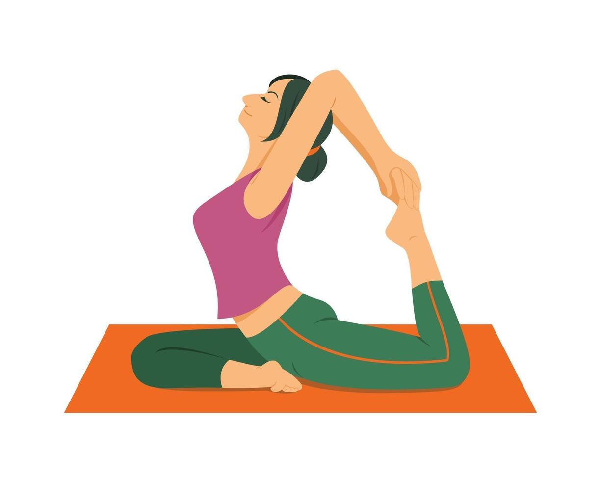entrenamiento de yoga mujer en casa. vector