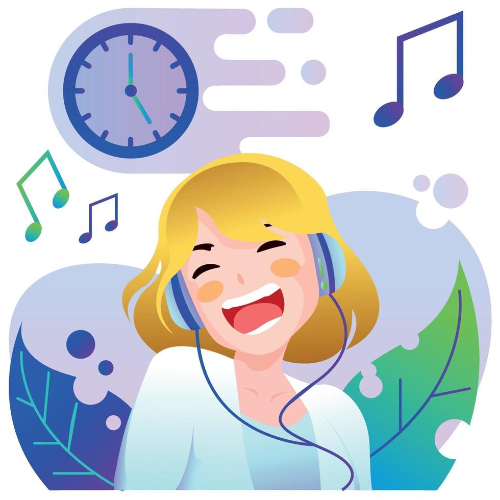 niña escuchando musica 1923794 Vector en Vecteezy