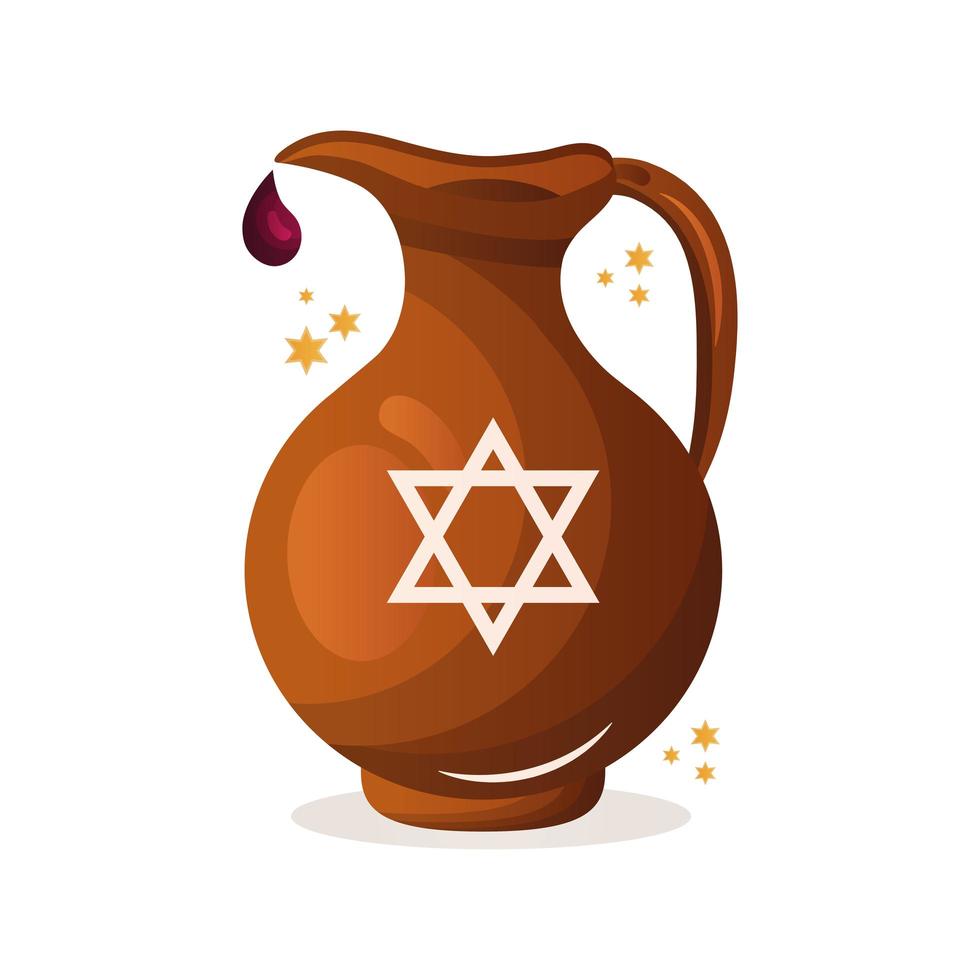 teapot with hanukkah celebration icon vector