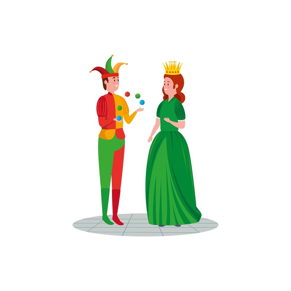 joker with princess character fairytale vector