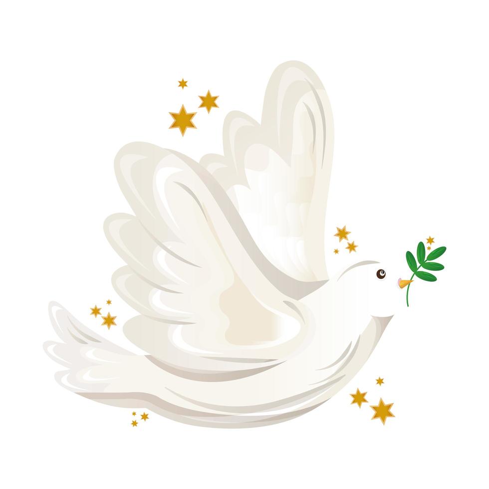 peace dove flying with olive branch vector