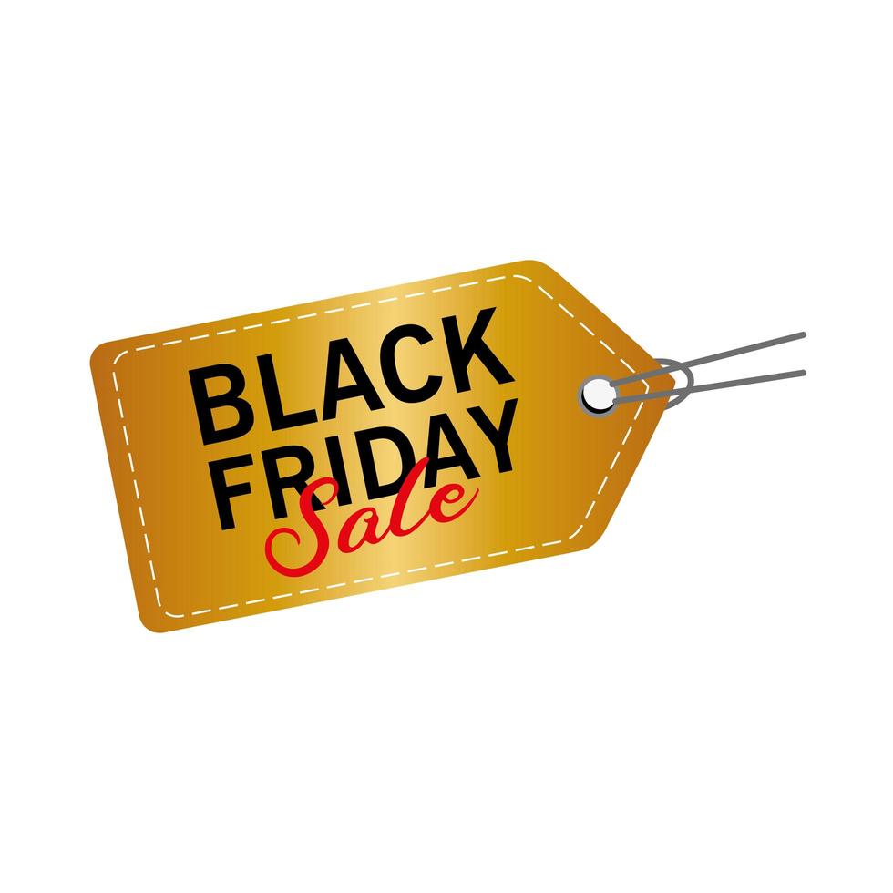 black friday sale lettering in golden tag vector