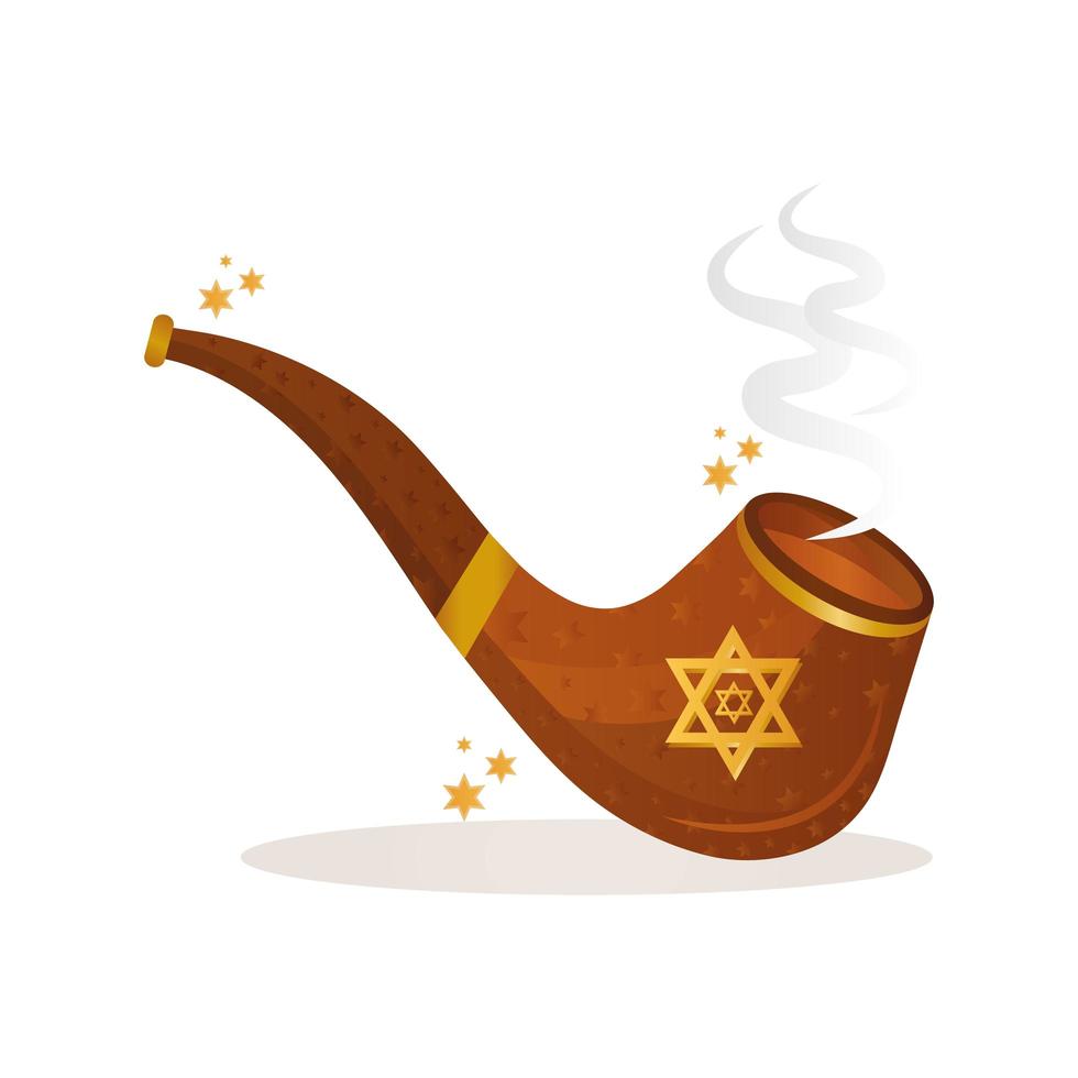 hanukkah wooden pipe with jewish star celebration icon vector