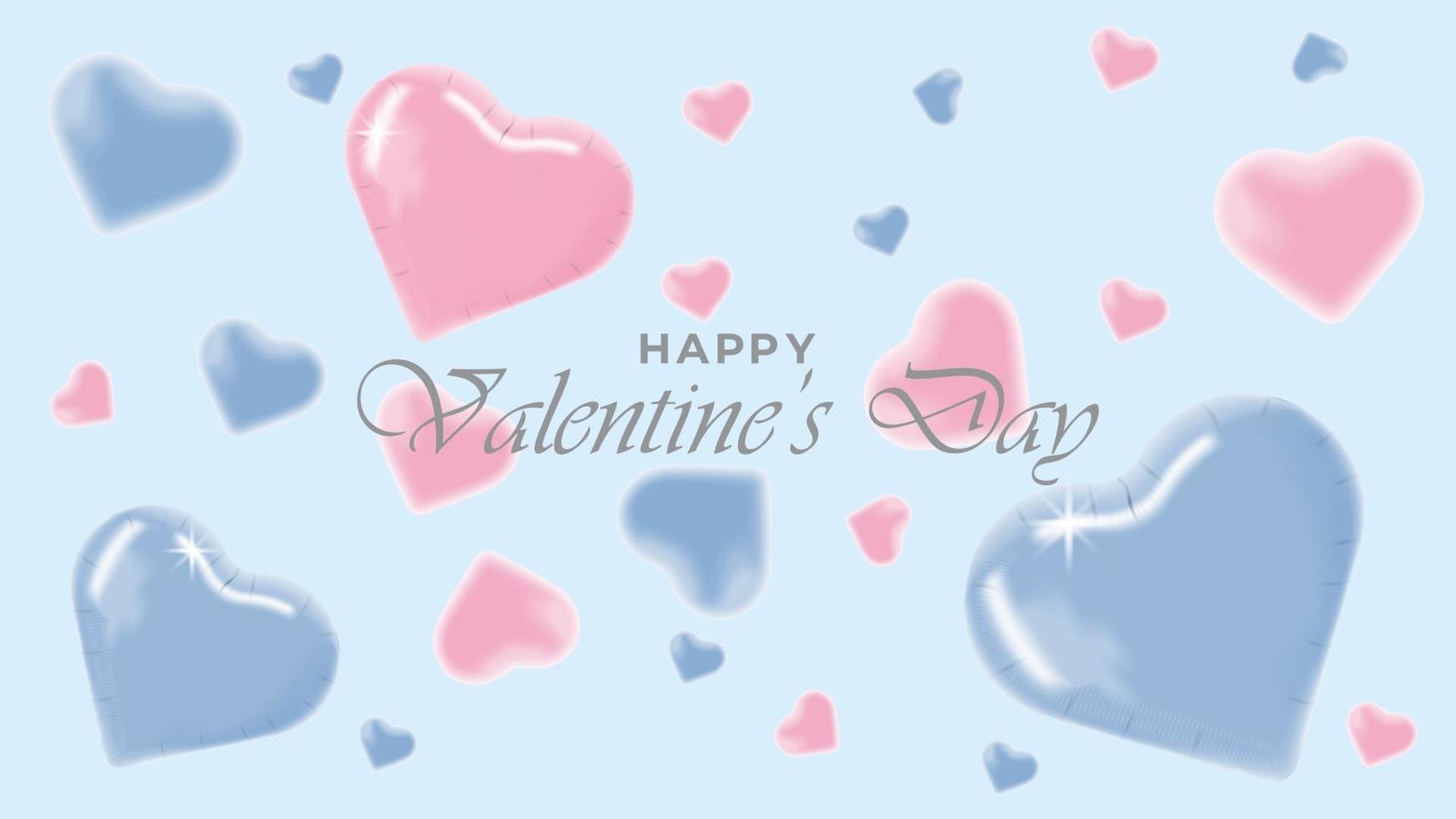 Happy valentine day background with realistic decorative design objects vector