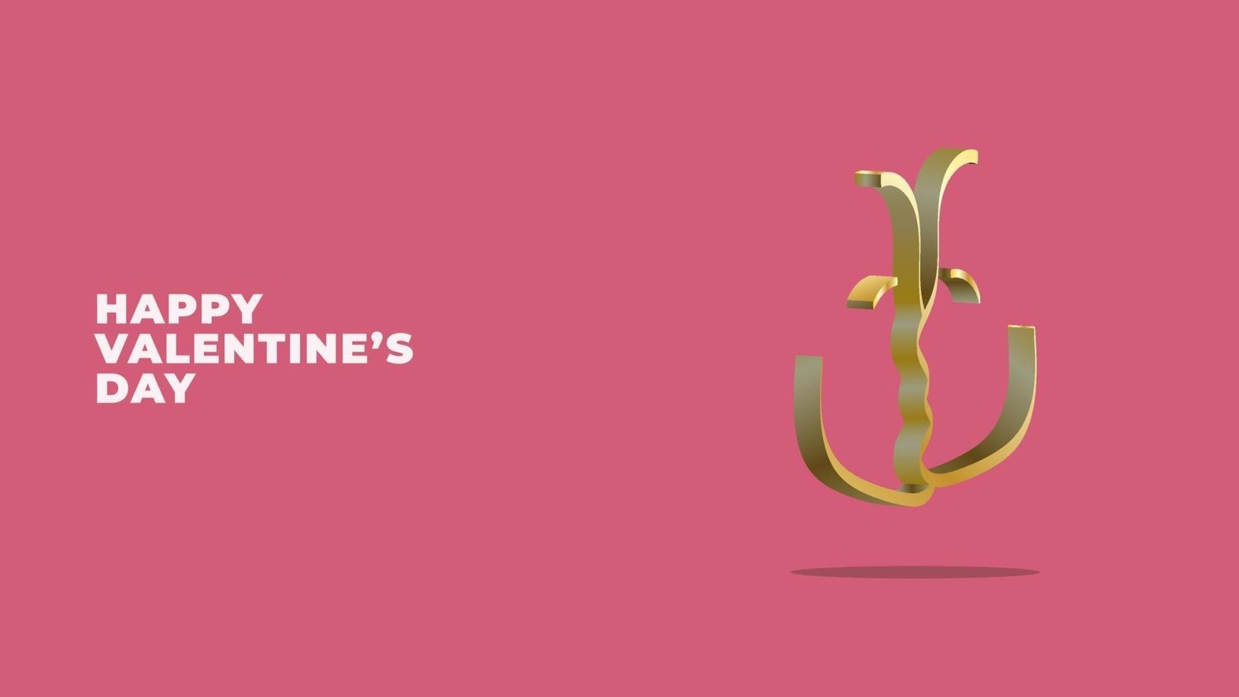 Happy valentines day 3d vector 3