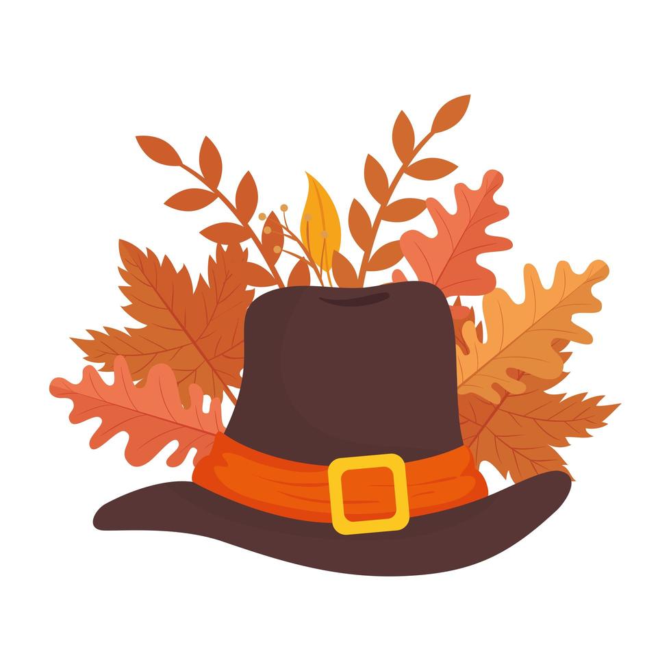 thanksgiving piligrim hat accessory with leafs vector