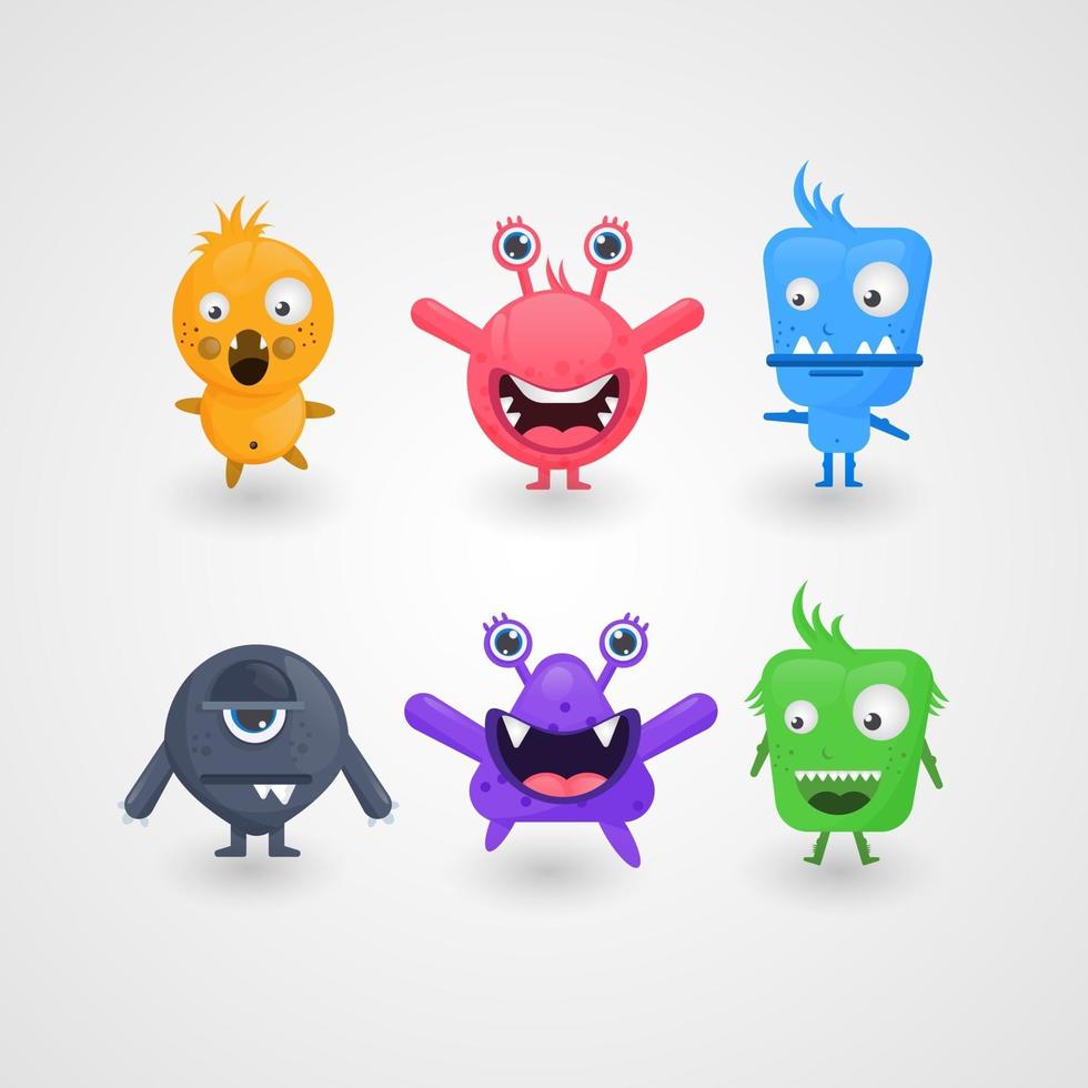 cute cartoon monsters design collection vector