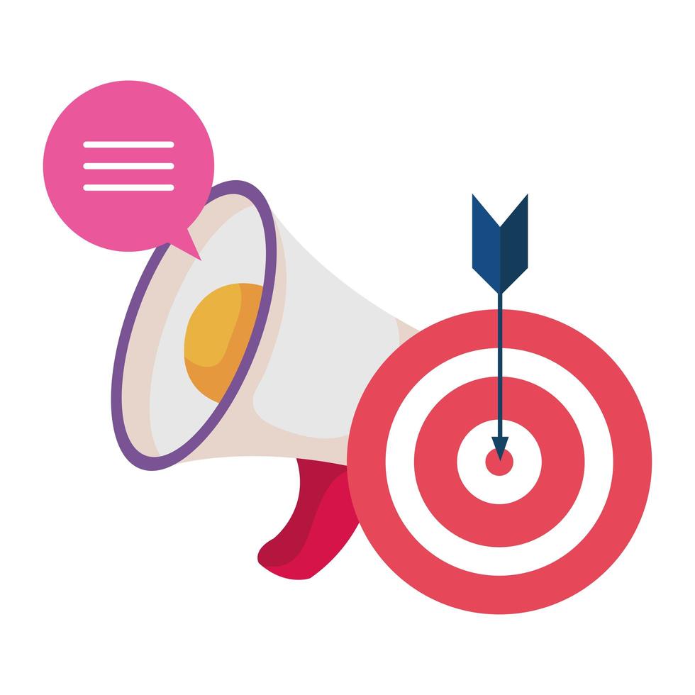 megaphone and target with arrow success icon vector