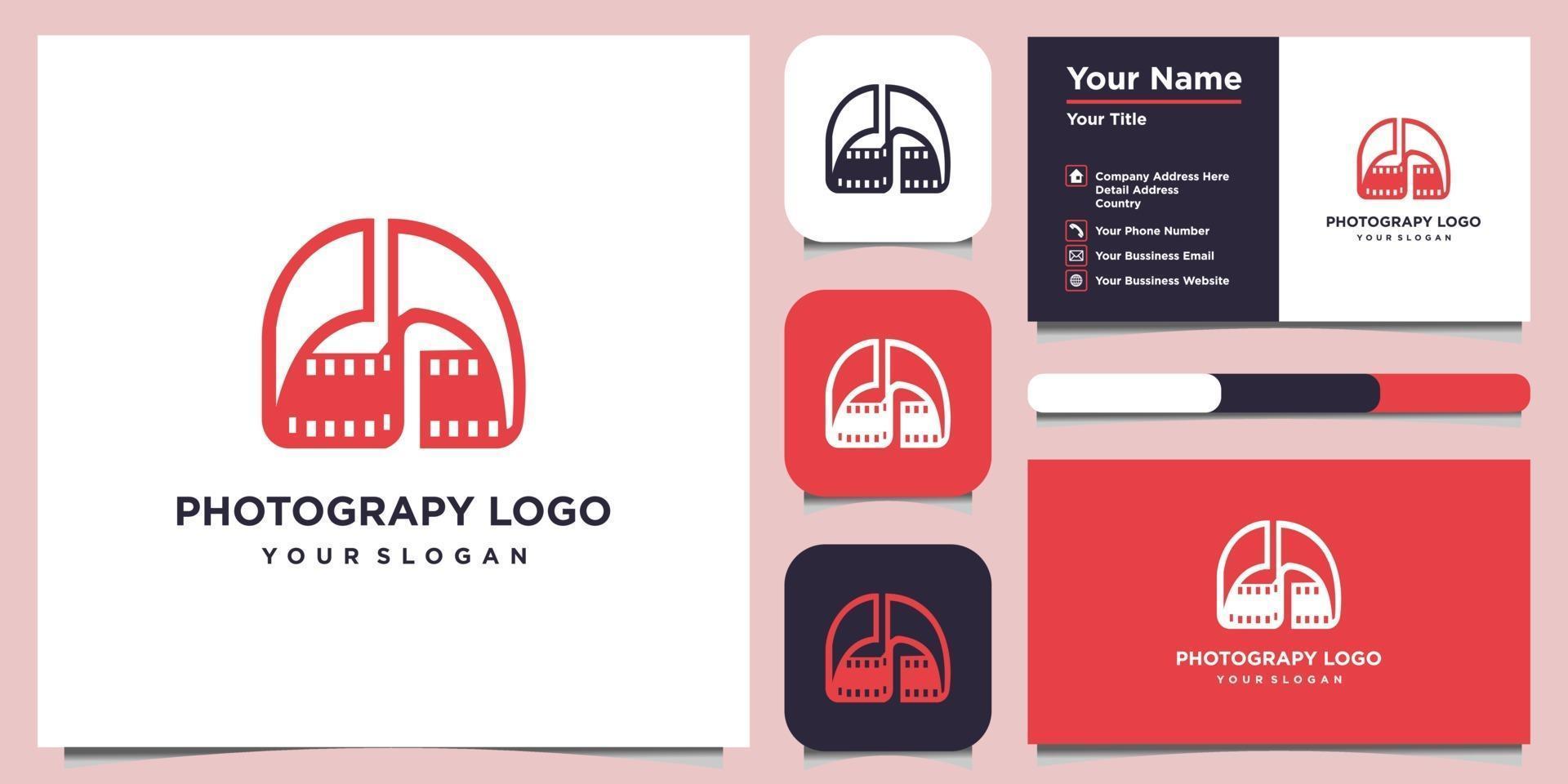 photograpy logo design templates combined letter d and business card vector