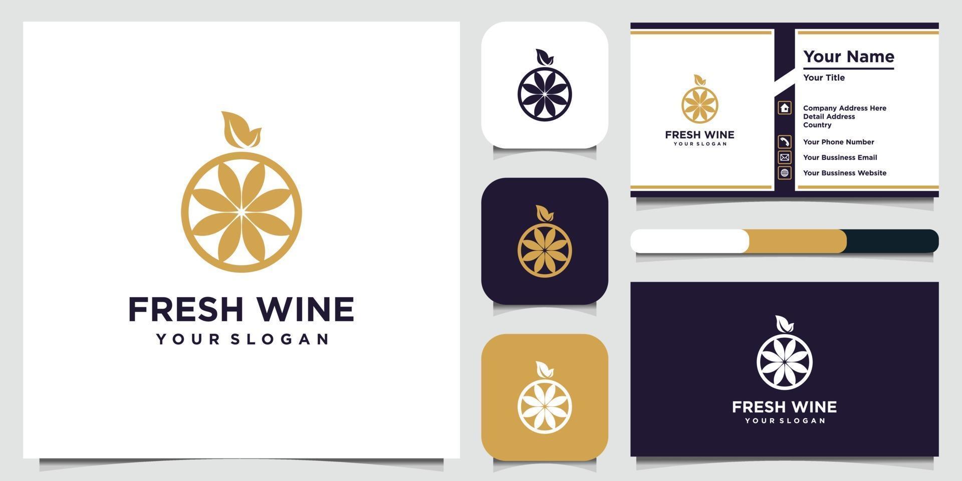 High quality flat style icon illustration of grapes and business card vector