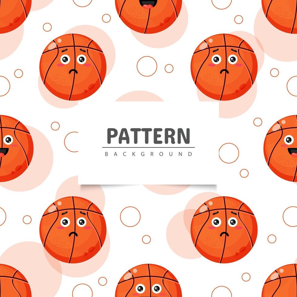 Basketball with emoticon seamless pattern vector