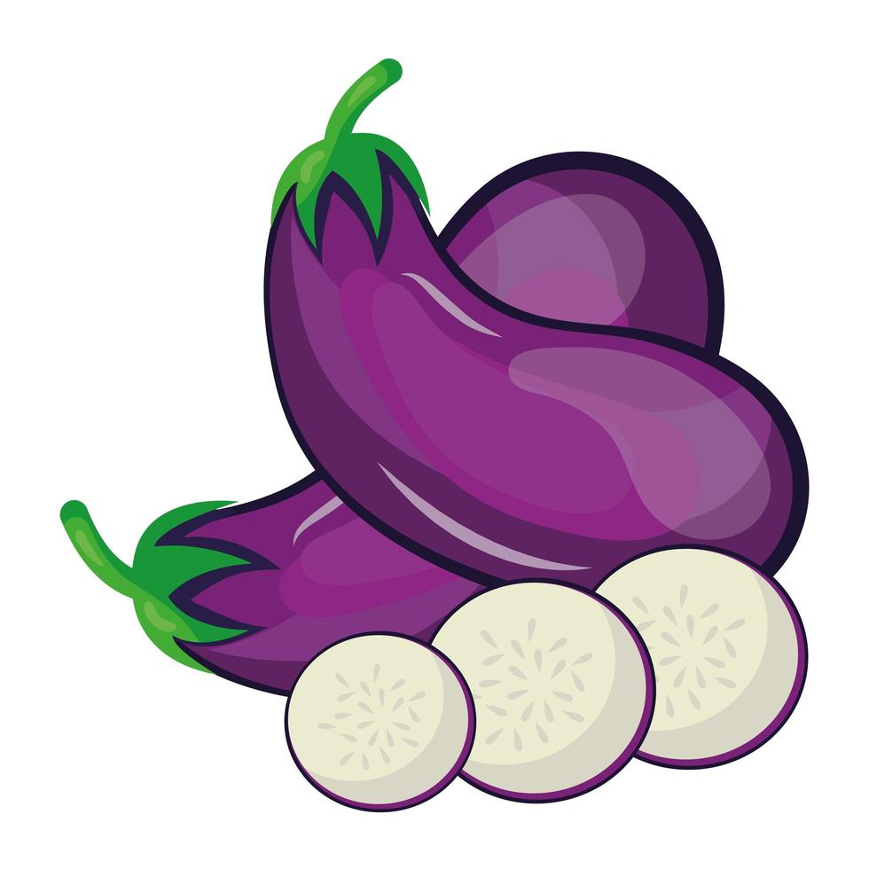 icono de comida sana vegetal berenjena fresca vector