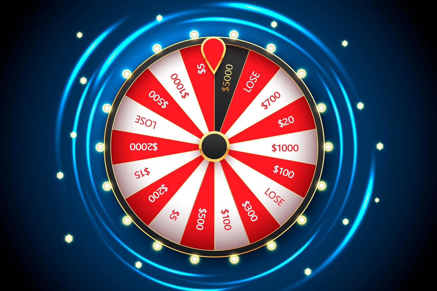 Casino spinning fortune wheel vector banner template