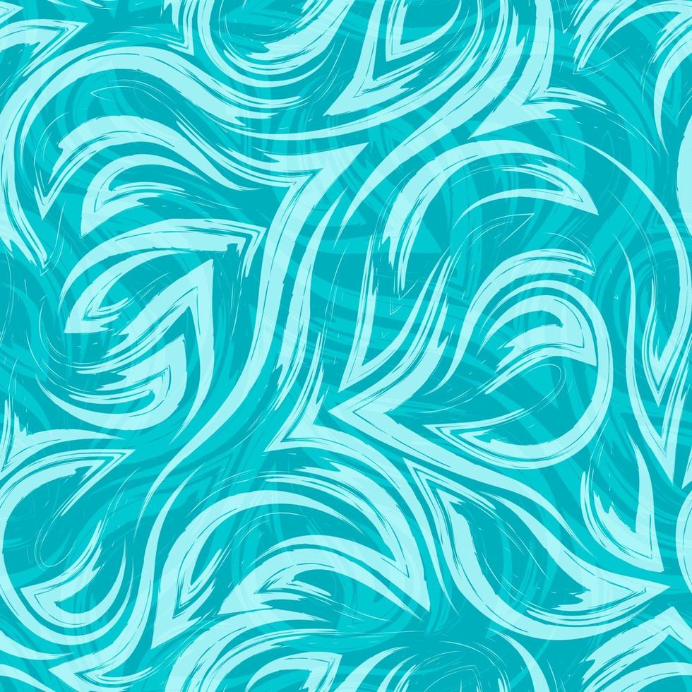 turquoise vector geometric seamless pattern from corners of flowing lines and waves on turquoise  background.Water or sea river texture.