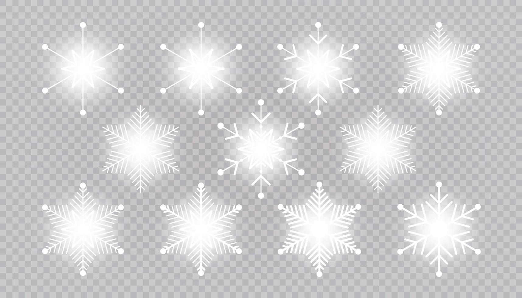 Vector big set of white light Snowflake design elements