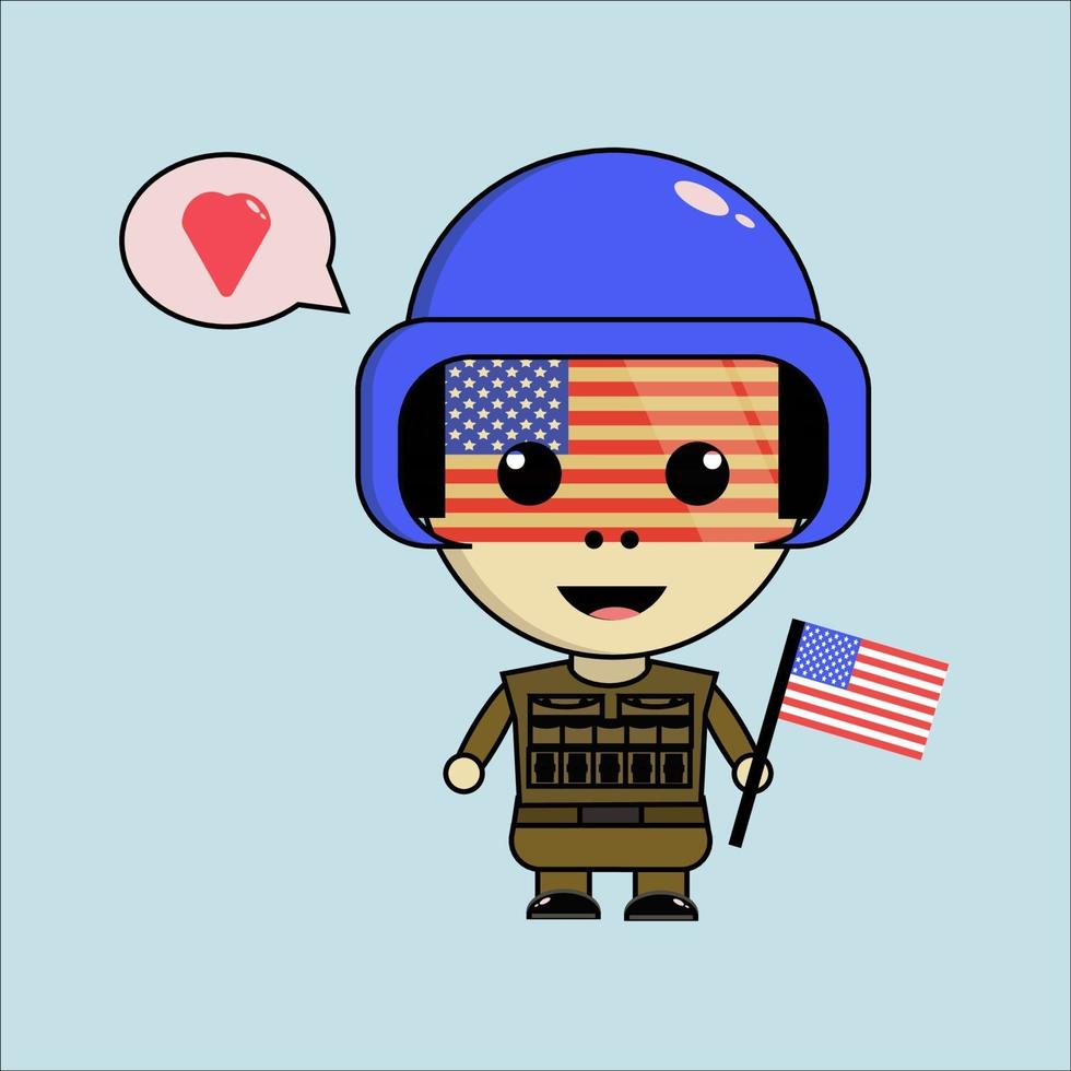 Cute USA army Character vector