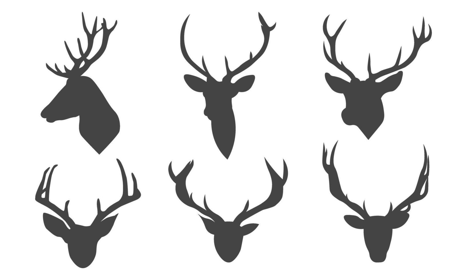 Vector illustration of Animal Deer Head Silhouettes collection