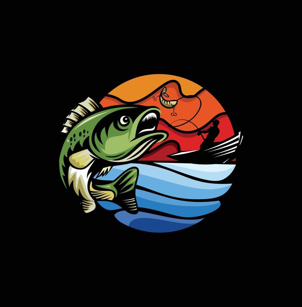 insignia de mascota de pesca de verano moderna vector