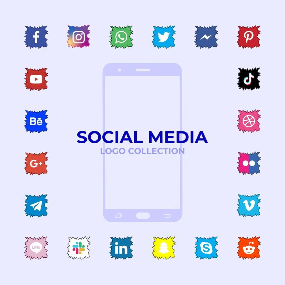 colección de logotipos de redes sociales vector