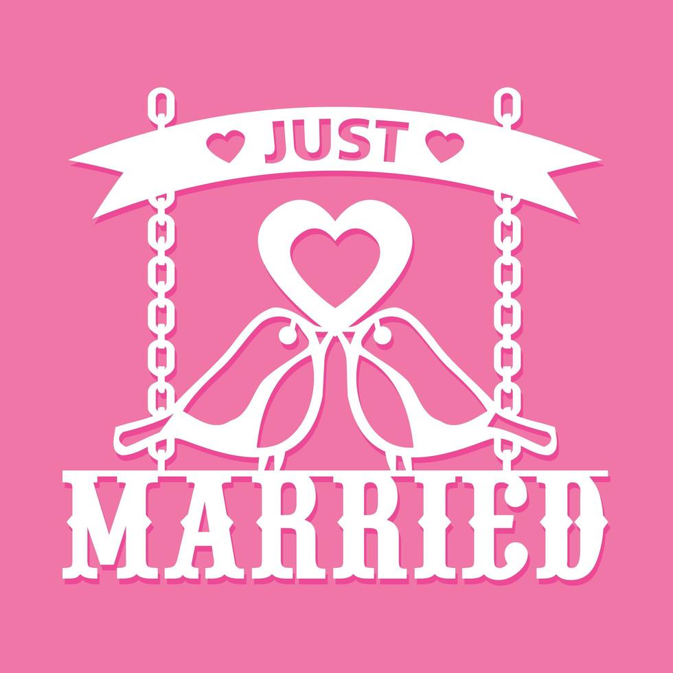 Just Married Love Birds Paper Cut vector