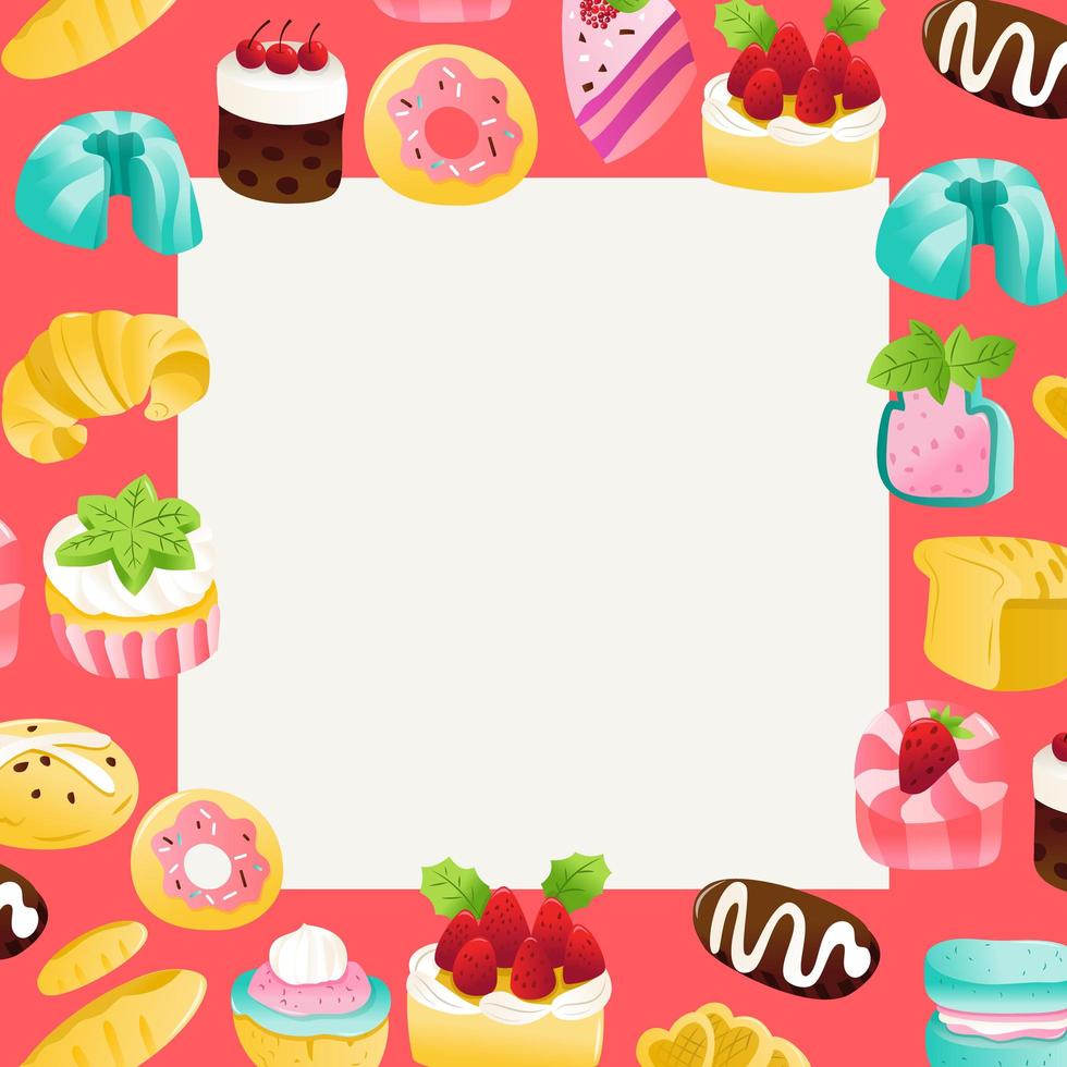 Super Cute Cakes Desserts Square Copyspace vector