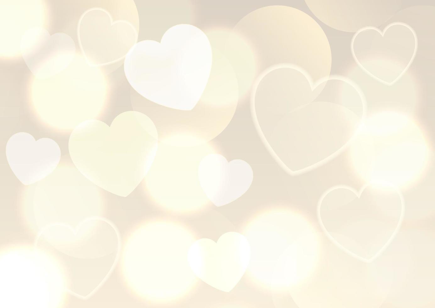 valentines day background with gold bokeh lights design vector