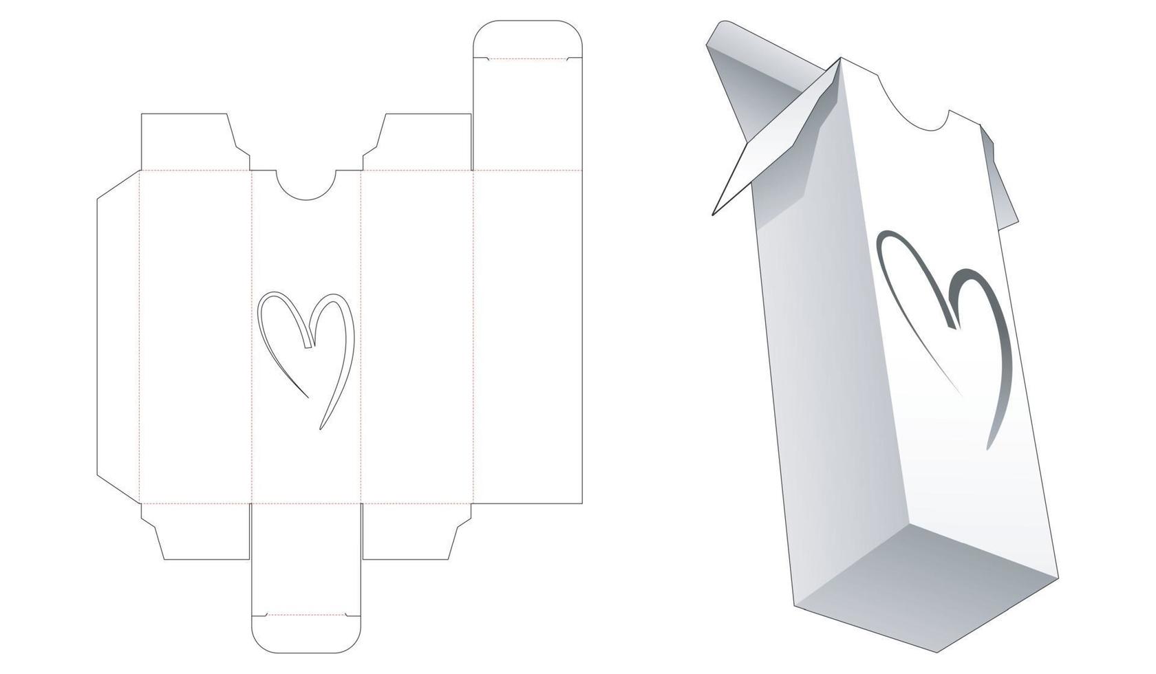 embalaje alto con plantilla troquelada de ventana en forma de corazón vector