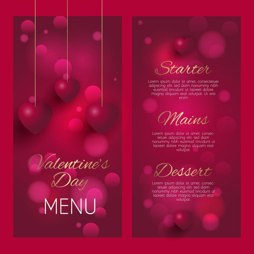 elegant valentines day menu design vector