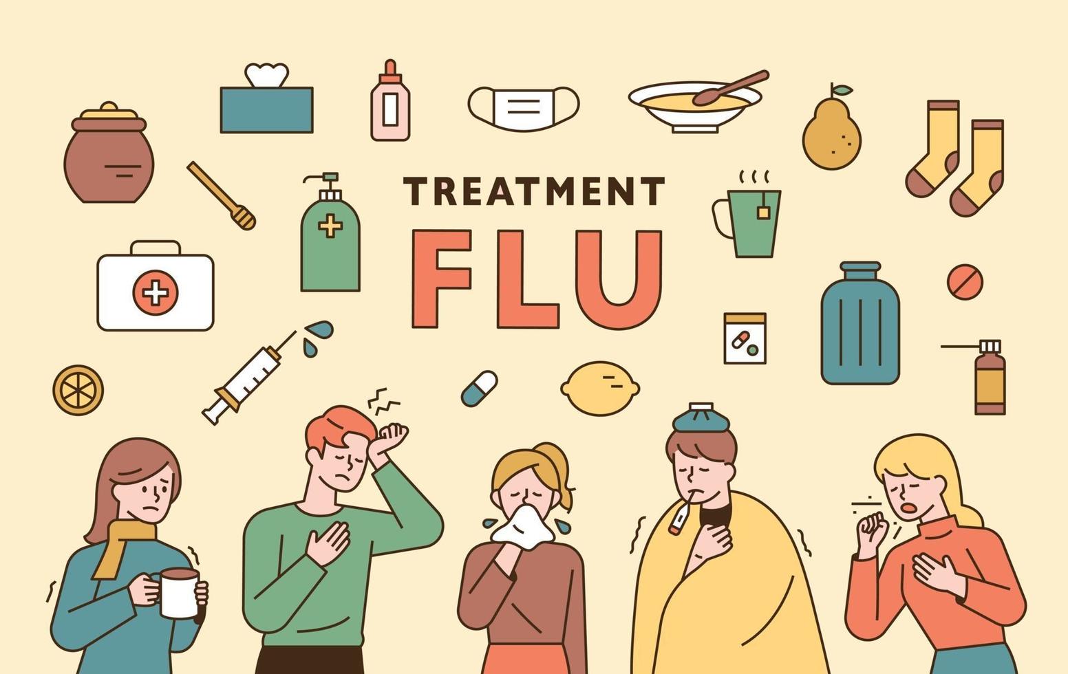 Flu icon set. vector