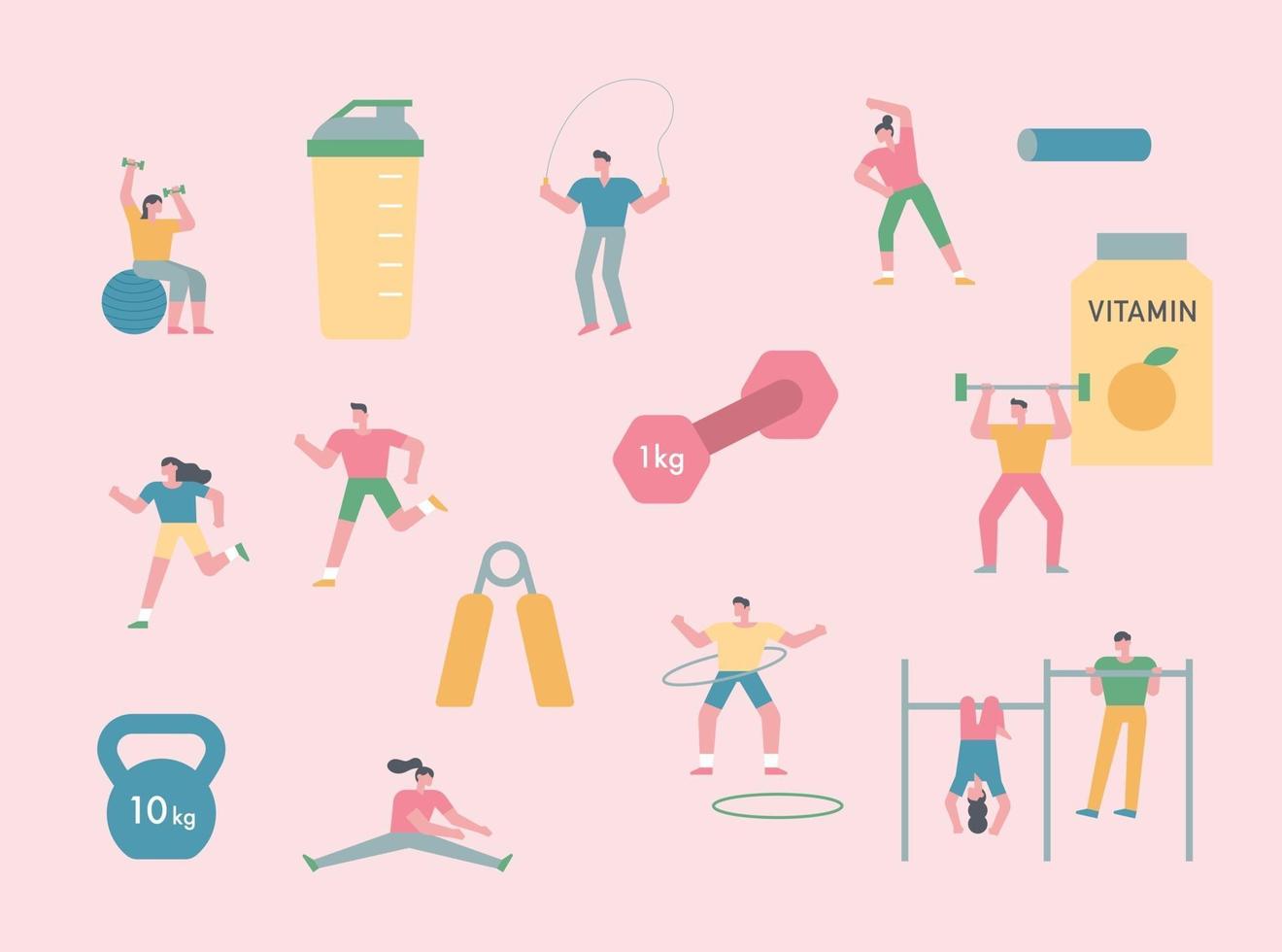 People are exercising. vector