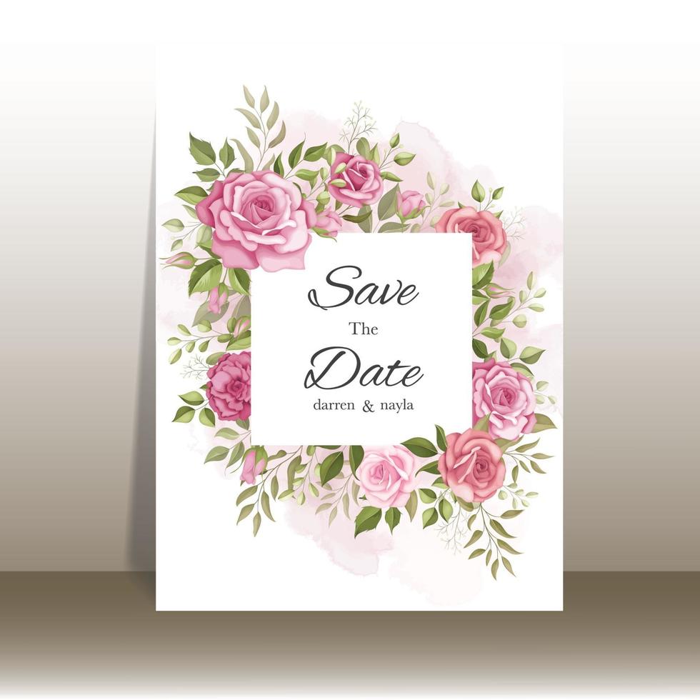Beautiful wedding invitation card template set vector