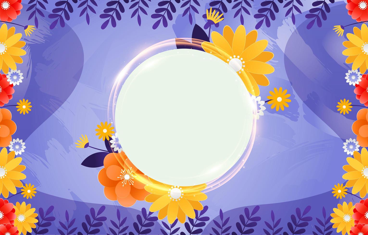 Floral Shining Round Frame Background vector