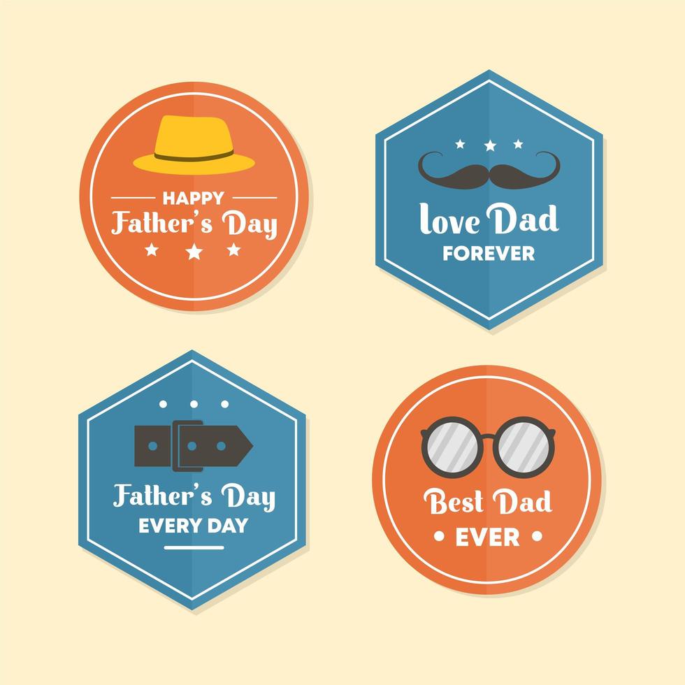 Fathers day banner set emblem, vector element happy dad vintage style.