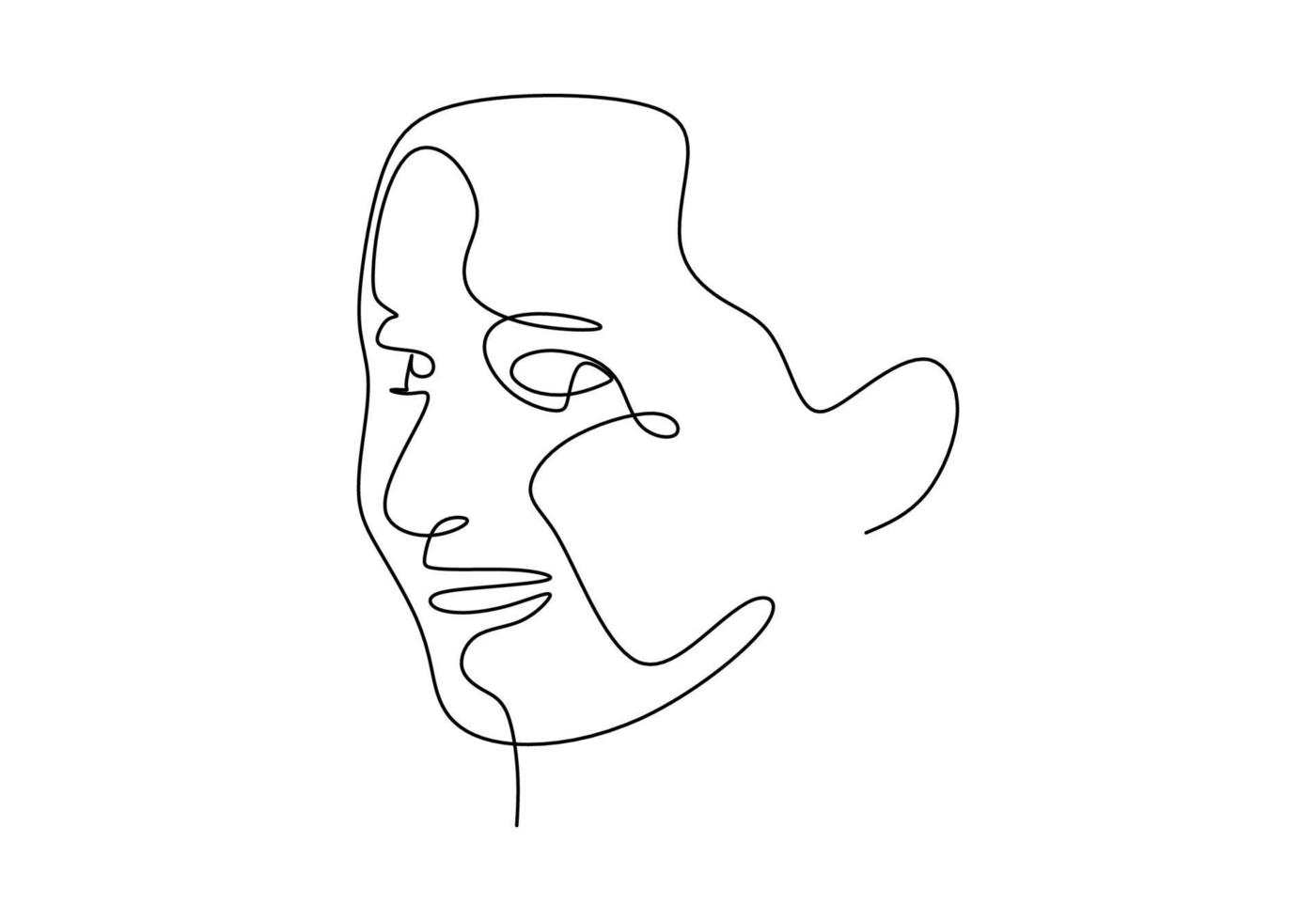 Continuous line drawing face abstract. Minimalism vector isolated on white background.