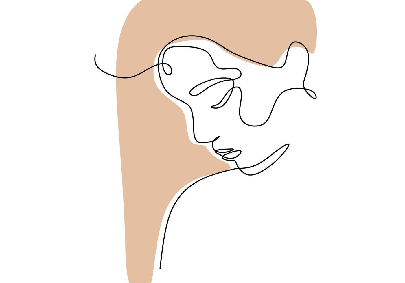 Continuous line drawing face abstract. Minimalism vector isolated on white background.
