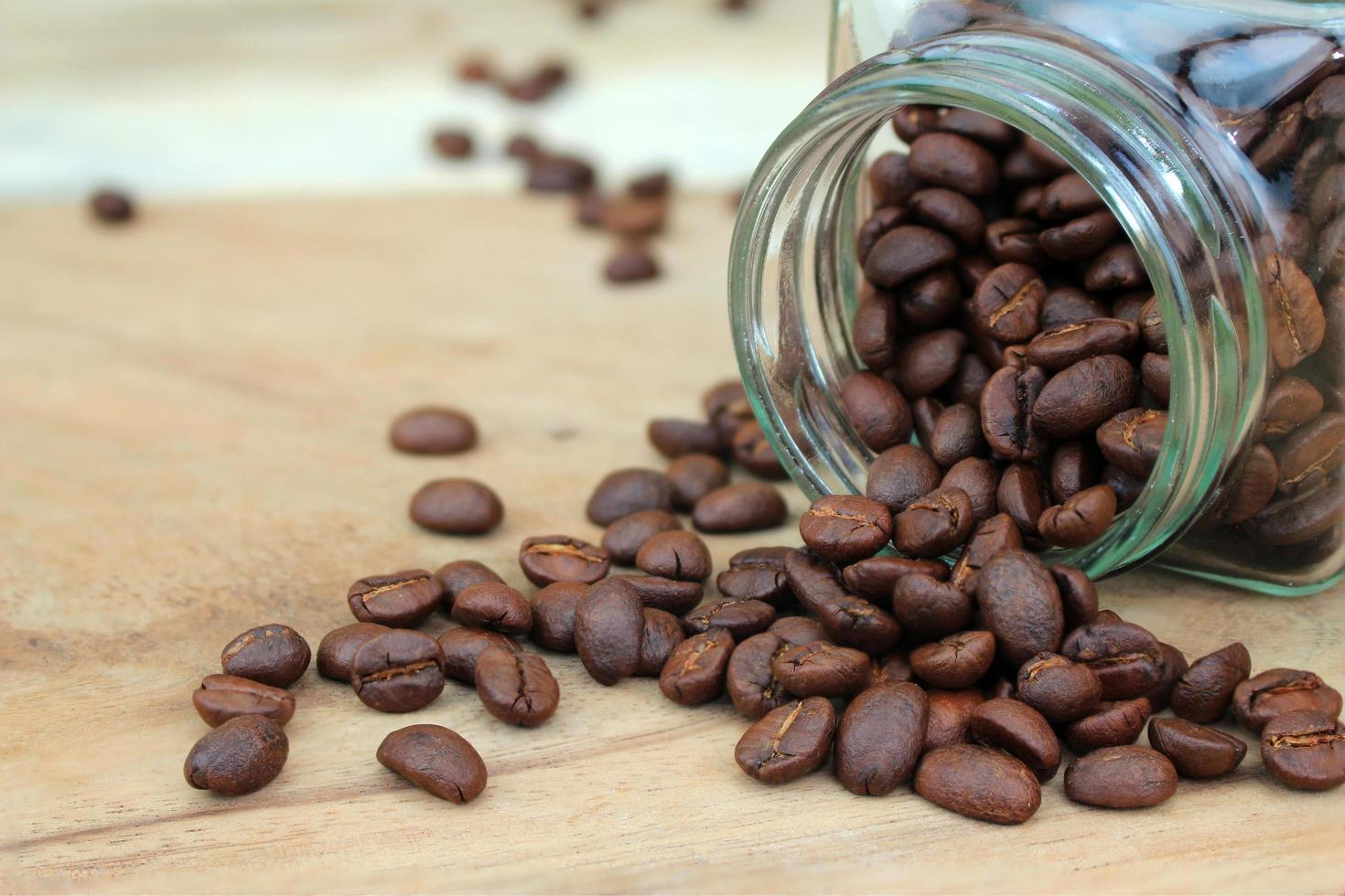 Coffee beans in glass jar photo