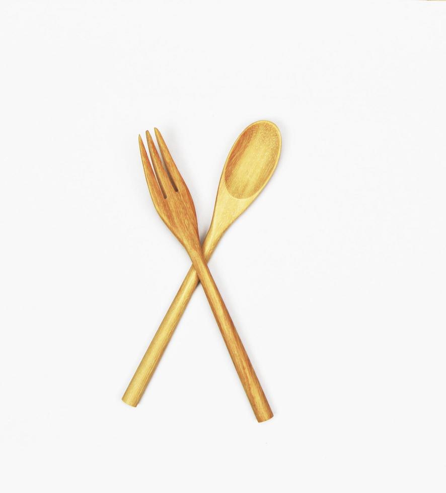 Wooden fork and spoon photo