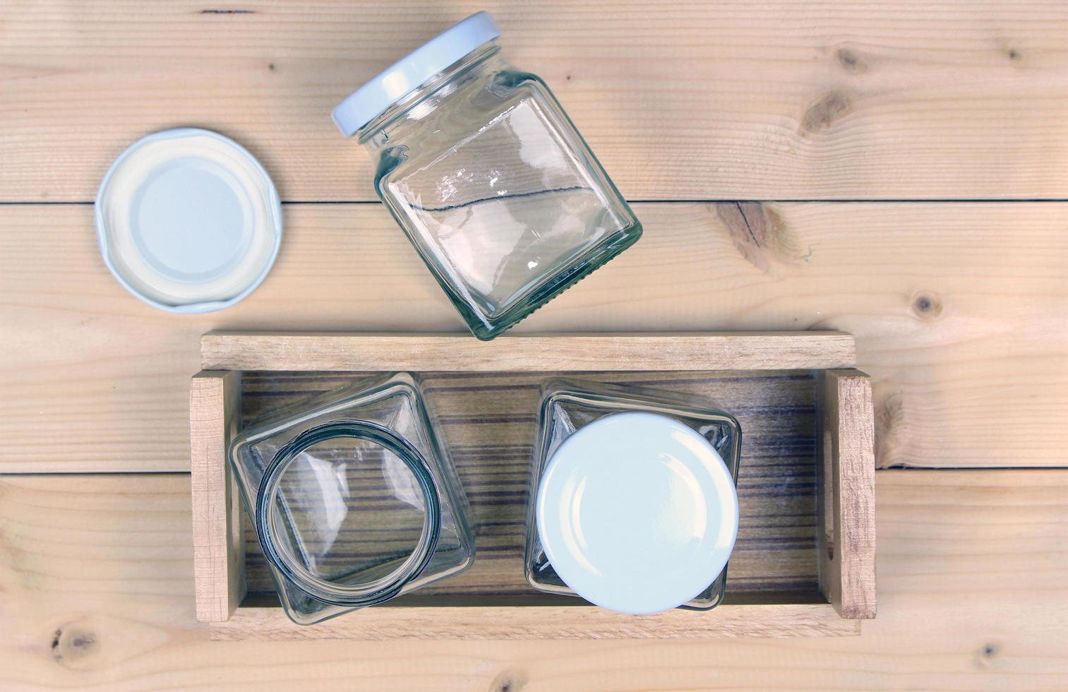 Glass jar and tray photo