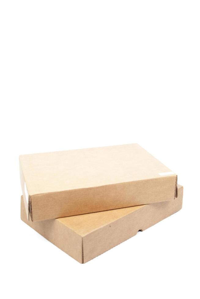 Brown boxes on white background photo