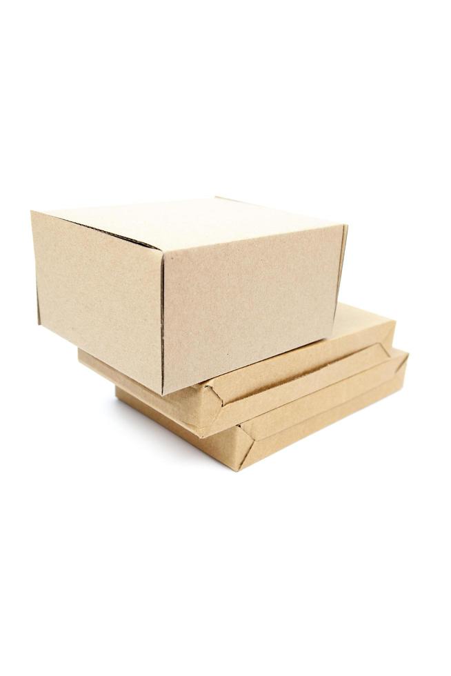 Brown boxes on white background photo