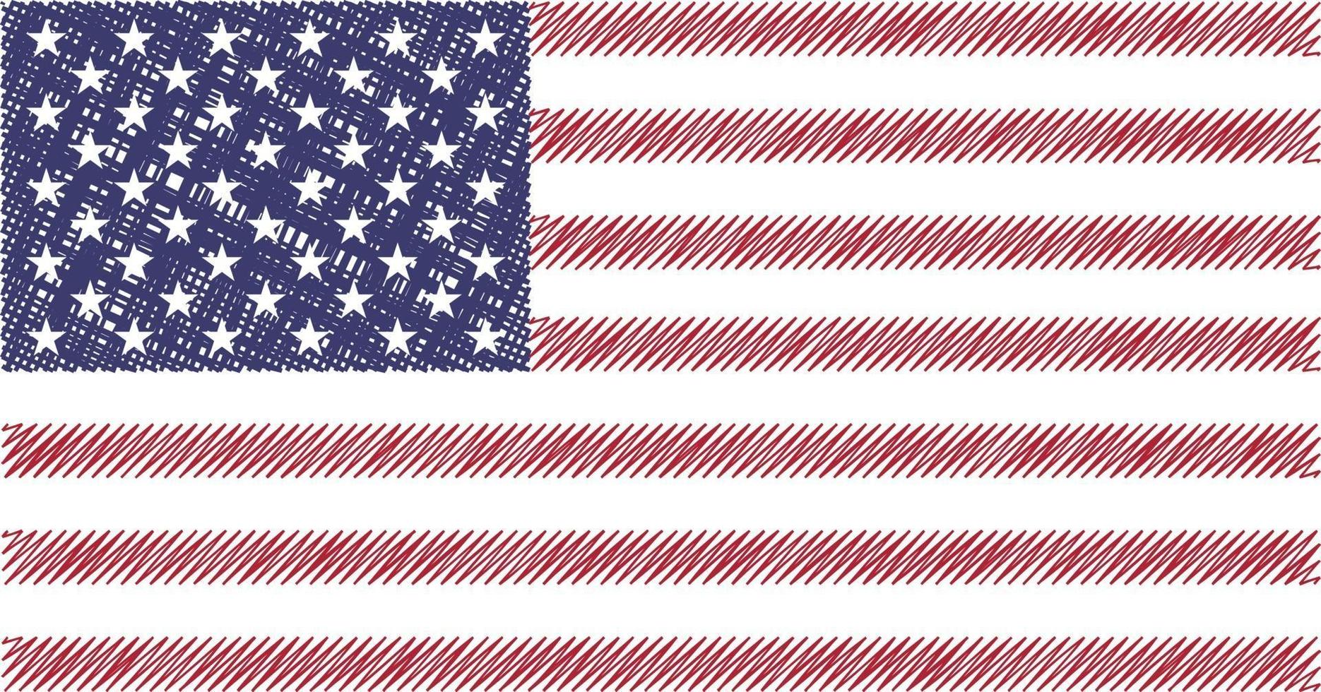 vector de bandera de Estados Unidos en estilo de dibujo