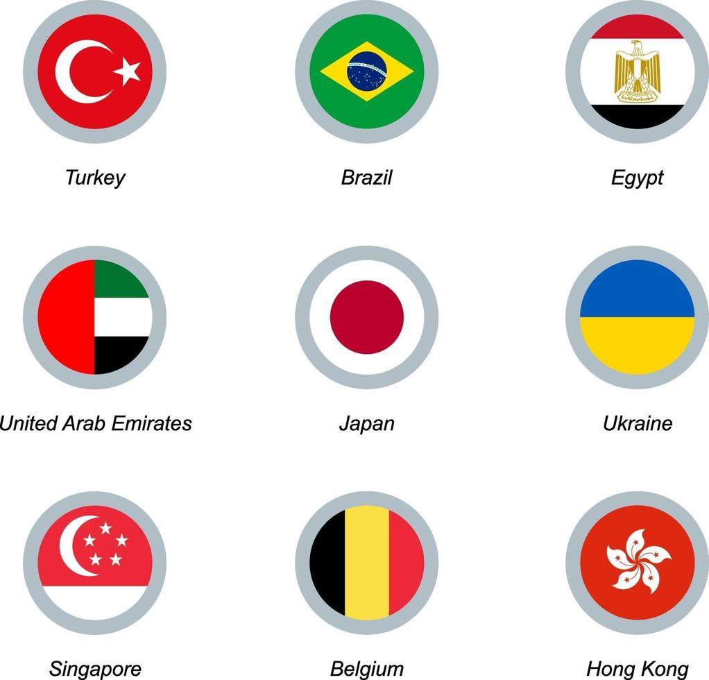 Set of round icons with flags vector
