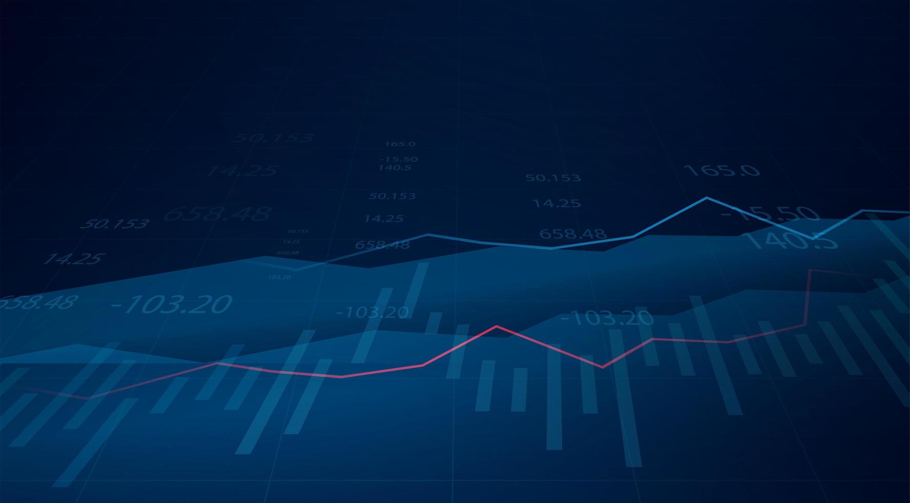 Business graph chart of stock market investment on blue background vector