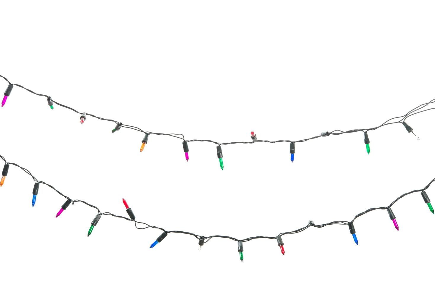 String lights on white background photo