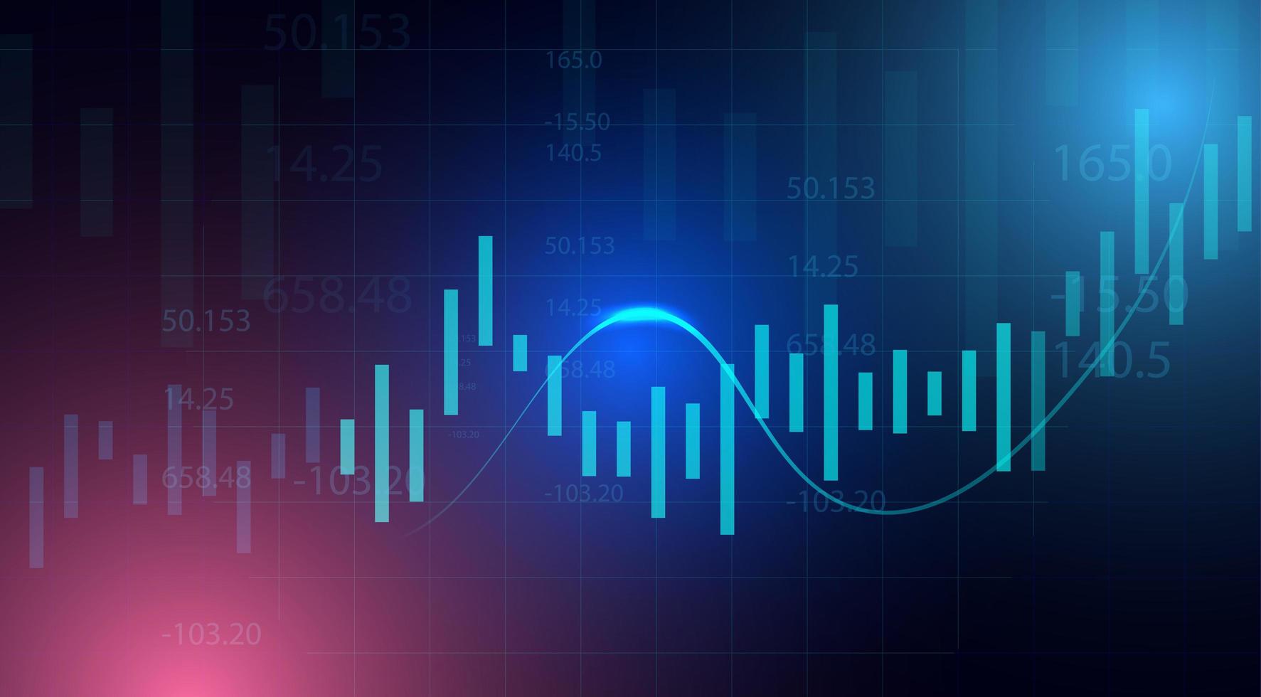 Business graph chart of stock market investment on blue background vector