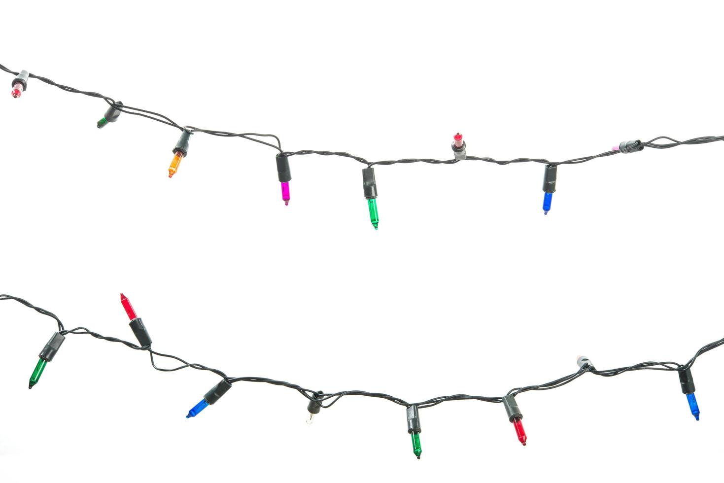 String lights on white background photo