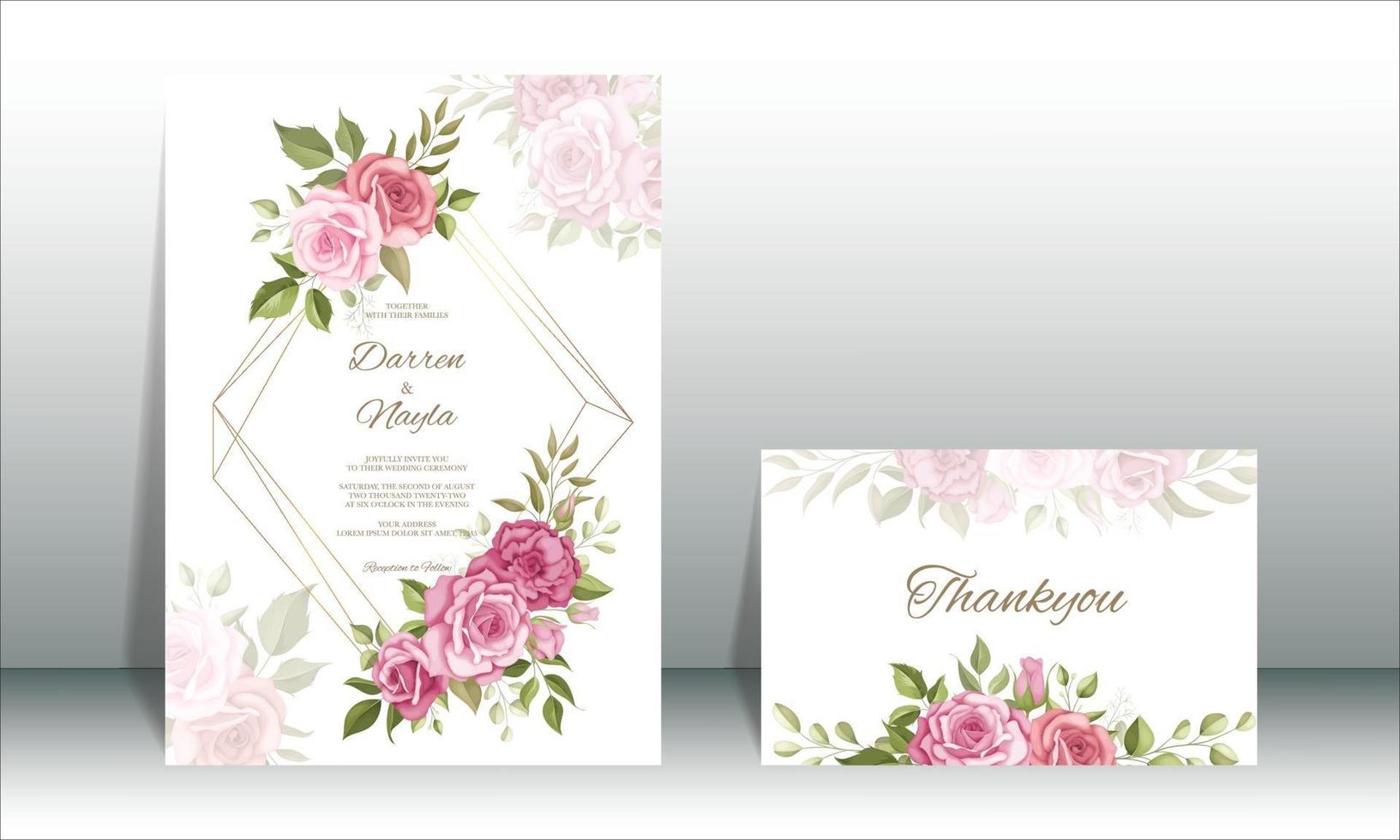 hermoso conjunto de plantillas de tarjeta de invitación de boda vector