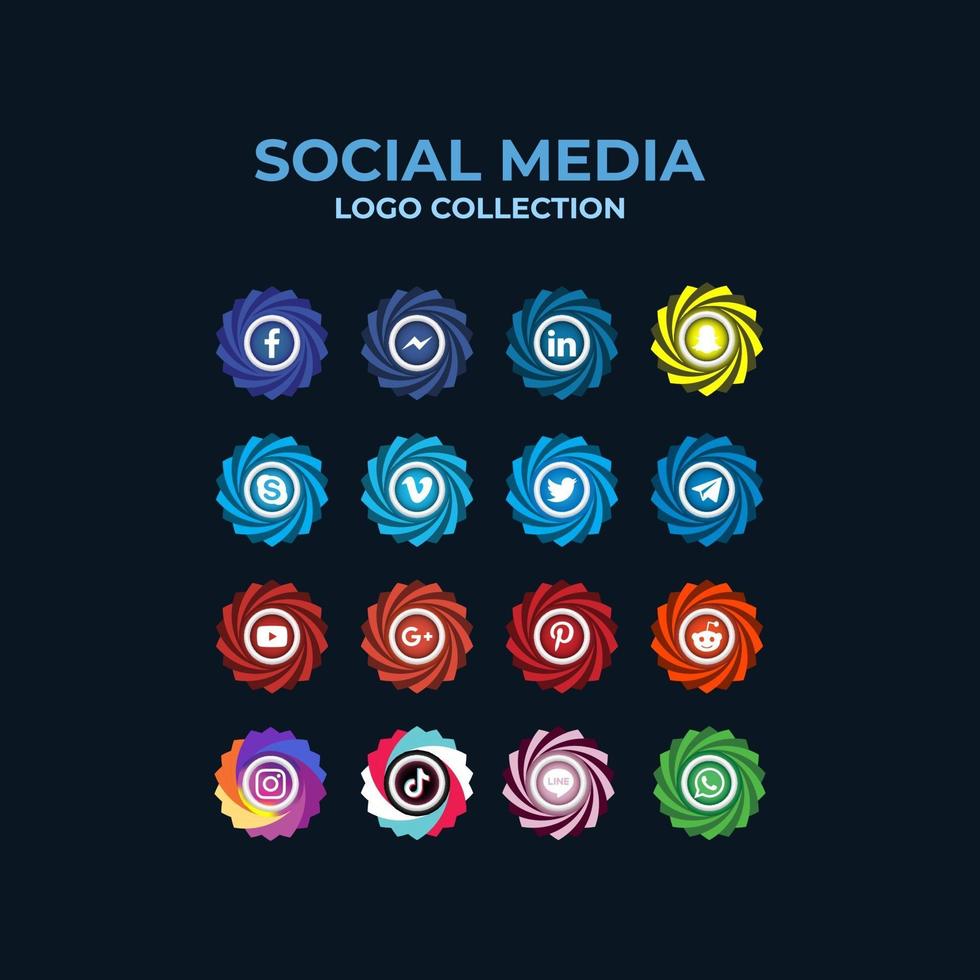 colección realista de logotipos de redes sociales vector