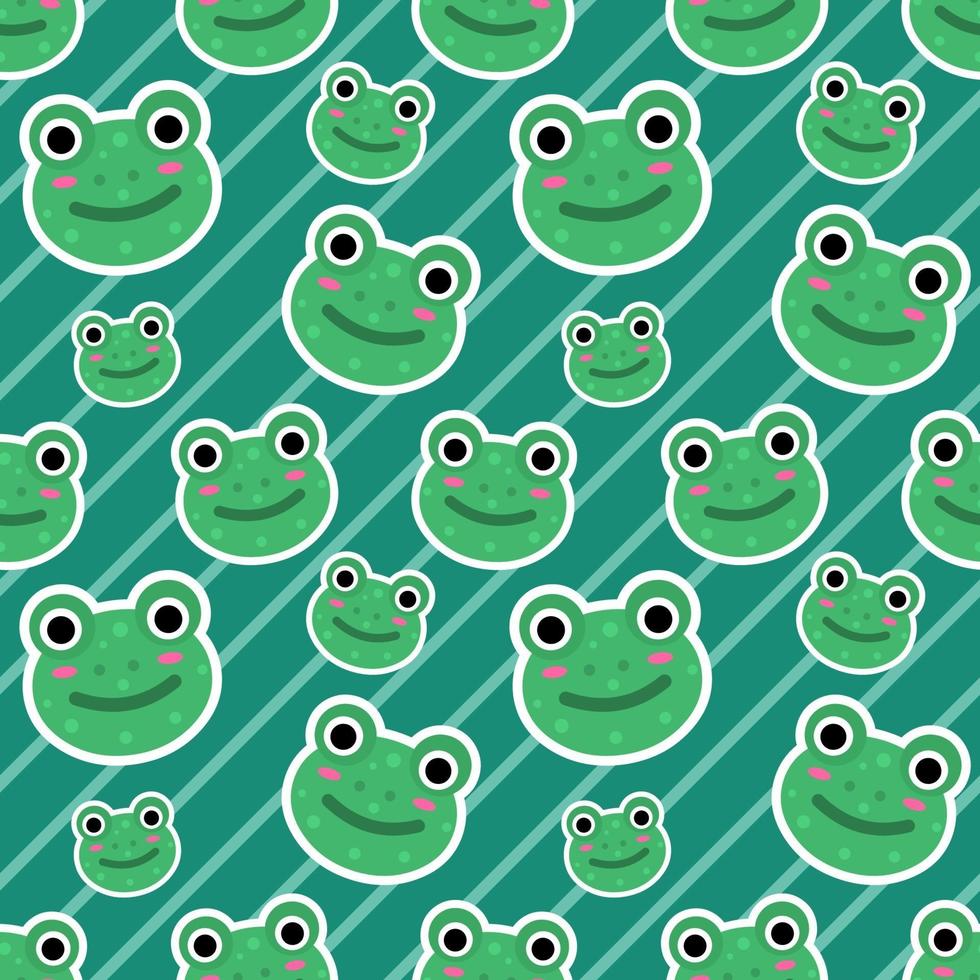 cute frog head seamless pattern illustration vector